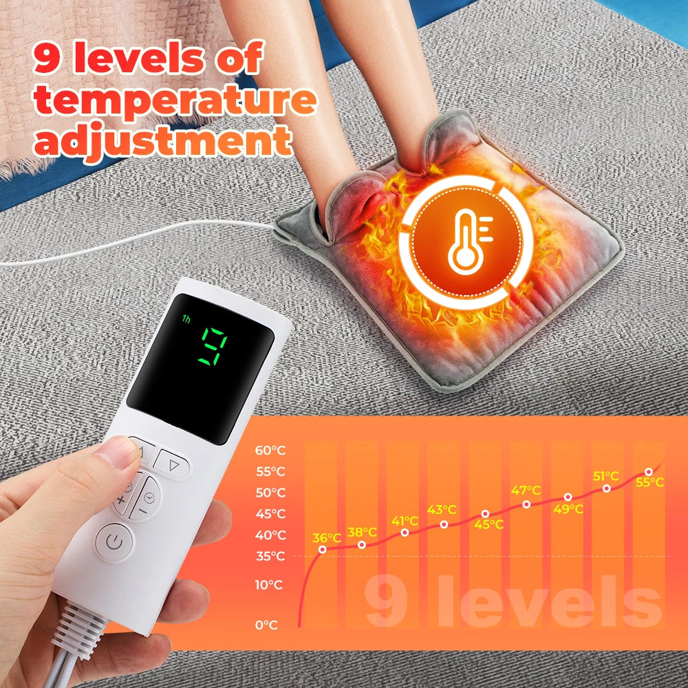 Electric Heating Foot Pad Washable Feet Warmer Household Soft Plush Thermal Heating Blanket Foot Warming Mat Home Office Bedroom