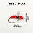 10Pcs-Dry Flies Artificial Bait Fly Fishing Flies Red Griffith Ant Nymph Bait for Trout/carp Fishing Artificial (with Flies Box)