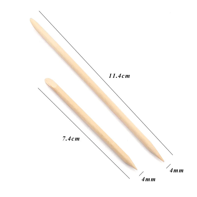 100/50Pcs Orange Wood Nail Sticks Double Sided Cuticle Pusher Remover Rhinestones Dotting Tools Nail Art Manicure Pedicure Care