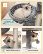 Cat Tree Cat Tower for Indoor Cats 2 Styles Cat Activity Tree with Cat Scratching Posts Big Hammock and Removable Top Perch Grey