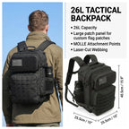 26L Tactical Backpack Men Women MOLLE Outdoor Survival Fitness Hiking Rucksack With Dual Double Cup Holders Camping Travel Daily Use Backpack