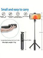 S03 Wireless Selfie Stick With Detachable Remote, 360° Rotation And Extendable Tripod, Handheld Stabilizer For Live Streaming, Suitable For Smartphones, Selfie/Recording/Photography/Live/Vlogging