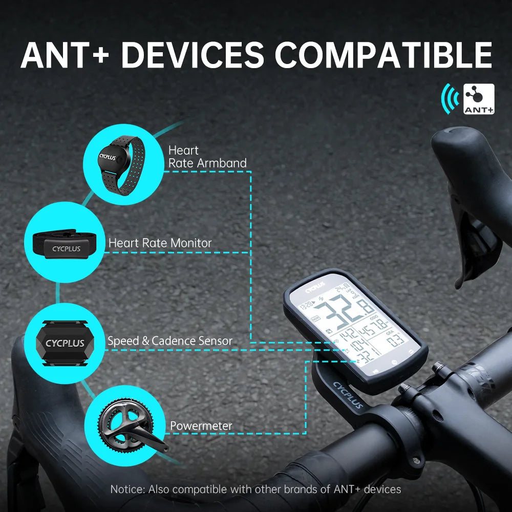 CYCPLUS M1+Z1 Cycling GPS Wireless Bike Computer With BLE 5.0/ANT+ with 2.9" LCD Screen Auto Backlight IPX6 Waterproof