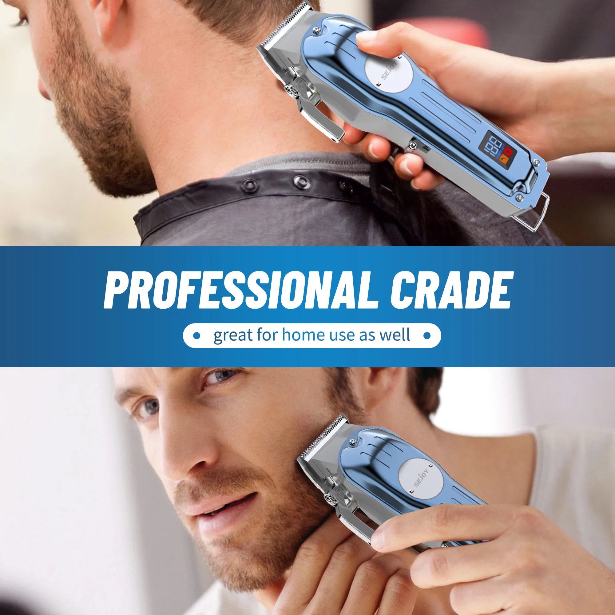 Sejoy Rechargeable Hair Clipper Combo Professional Electric Hair Trimmer Set Cordless Haircut Machine Kits for Barber
