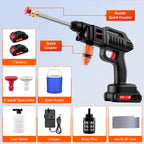 21V Cordless High Pressure Washer 60Bar Portable Wireless Cleaner with 2 Batteries Foam Cannon & Nozzles Handheld Washer for Car Garden Patio Outdoor Cleaning