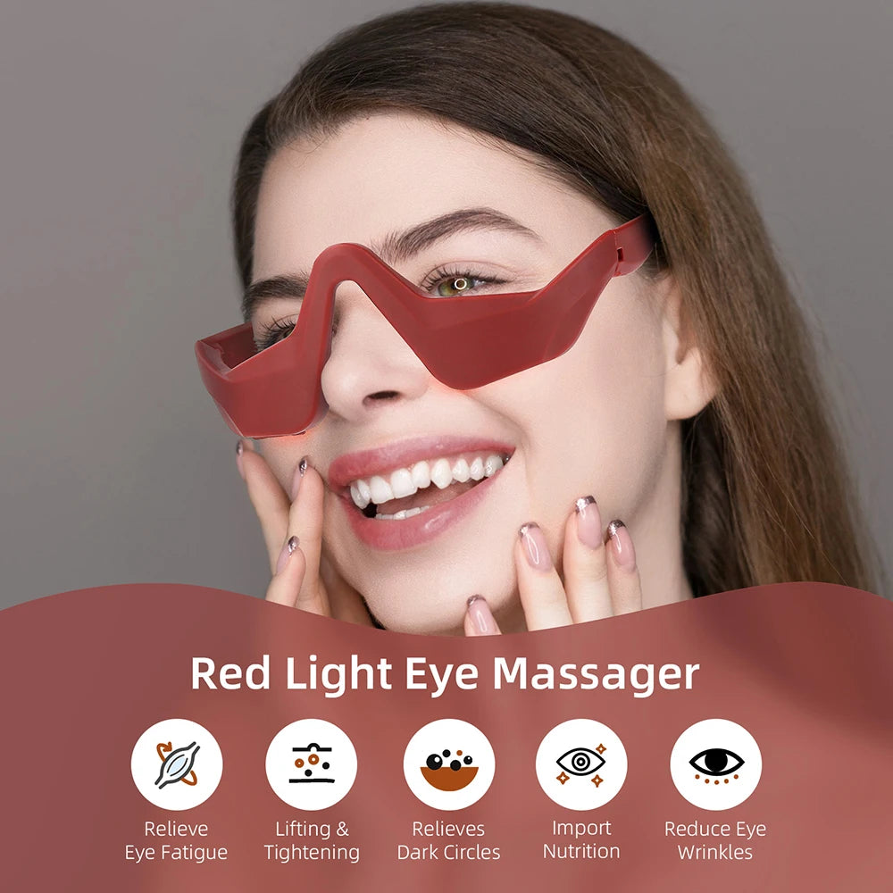 Red Eye Massager Under-Eye Glasses Massager Relieves Eye Fatigue Eyes Massage Glasses Eye Fatigue Relief Massager