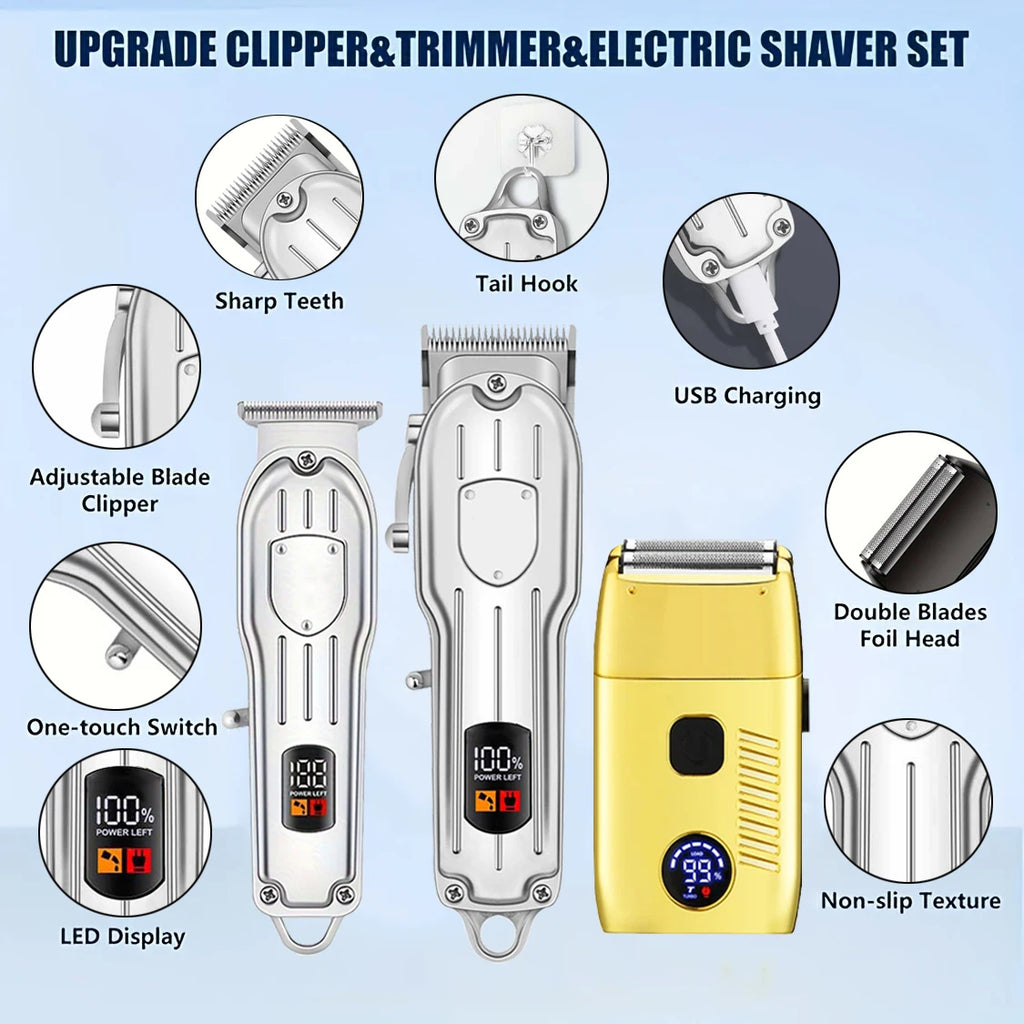 Hair Clippers Electric Razor Shavers for Men USB Rechargeable Clippers and Trimmer Beard Trimmer Barber Kit Professional Clipper
