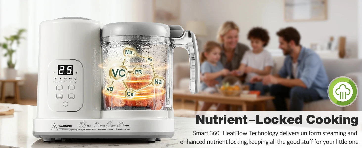 4-in-1 Auto-Clean, BPA-Free, for 4-12 Months Baby Food Maker Steamer Blender