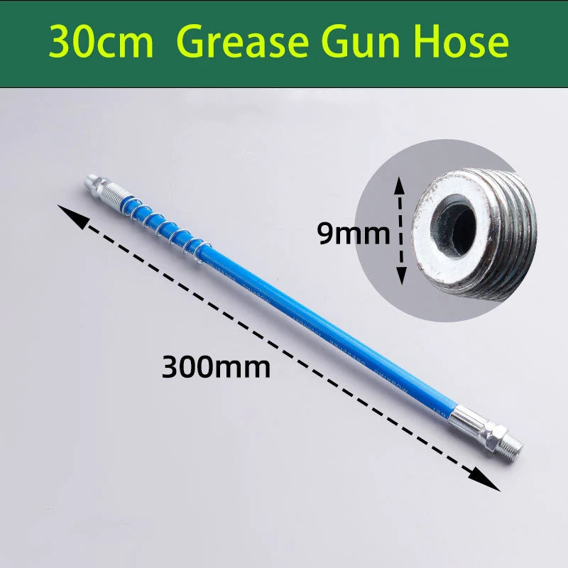 30cm10000PSI Heavy Duty Grease Gun Hose, 1/8 NPT Flexible Lubrication Extension Hose with Spring Protection for Auto Maintenance