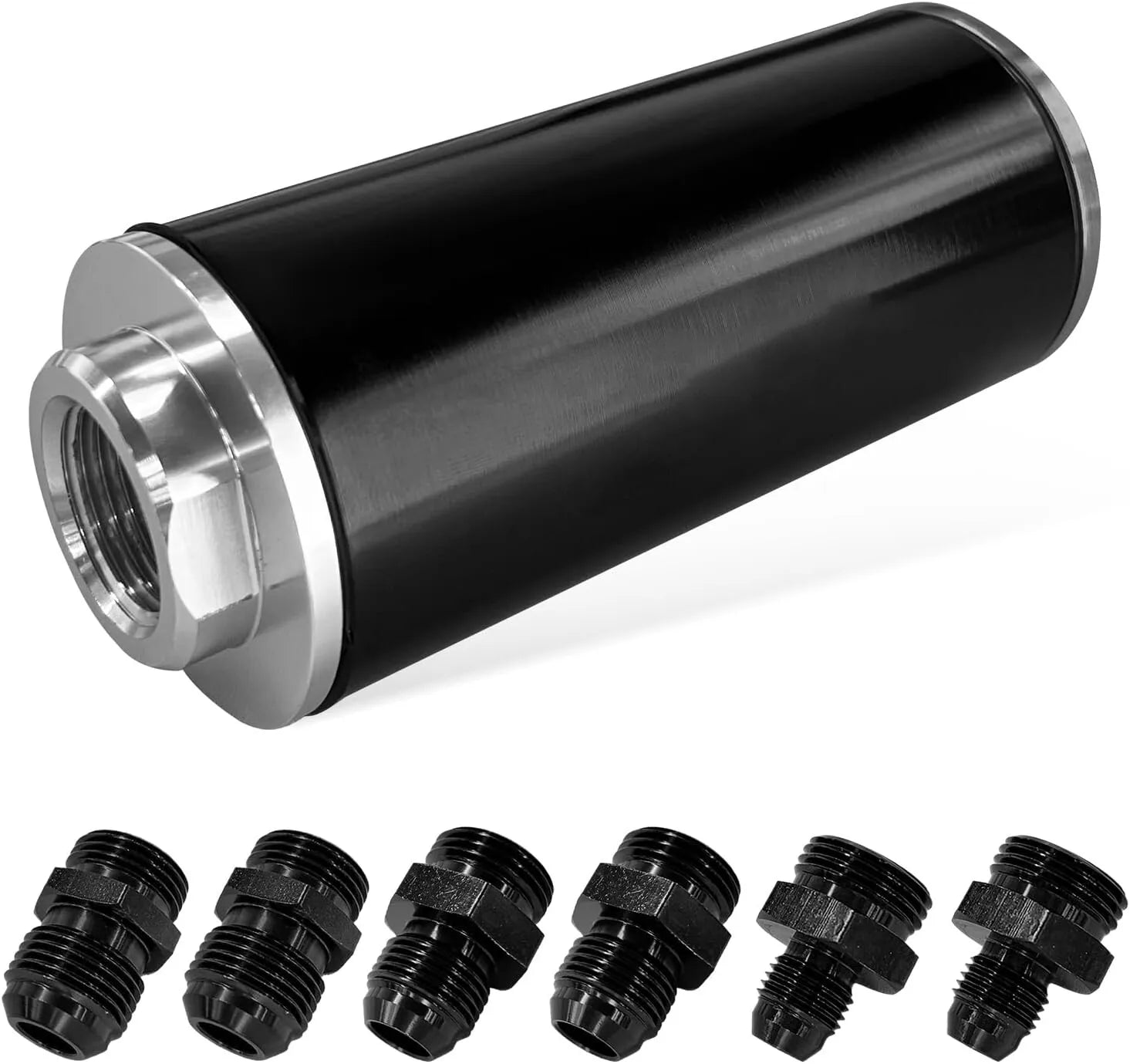 High Flow Inline Fuel Filter 100 Micron Cleanable 6AN 8AN 10AN Adapter Universal