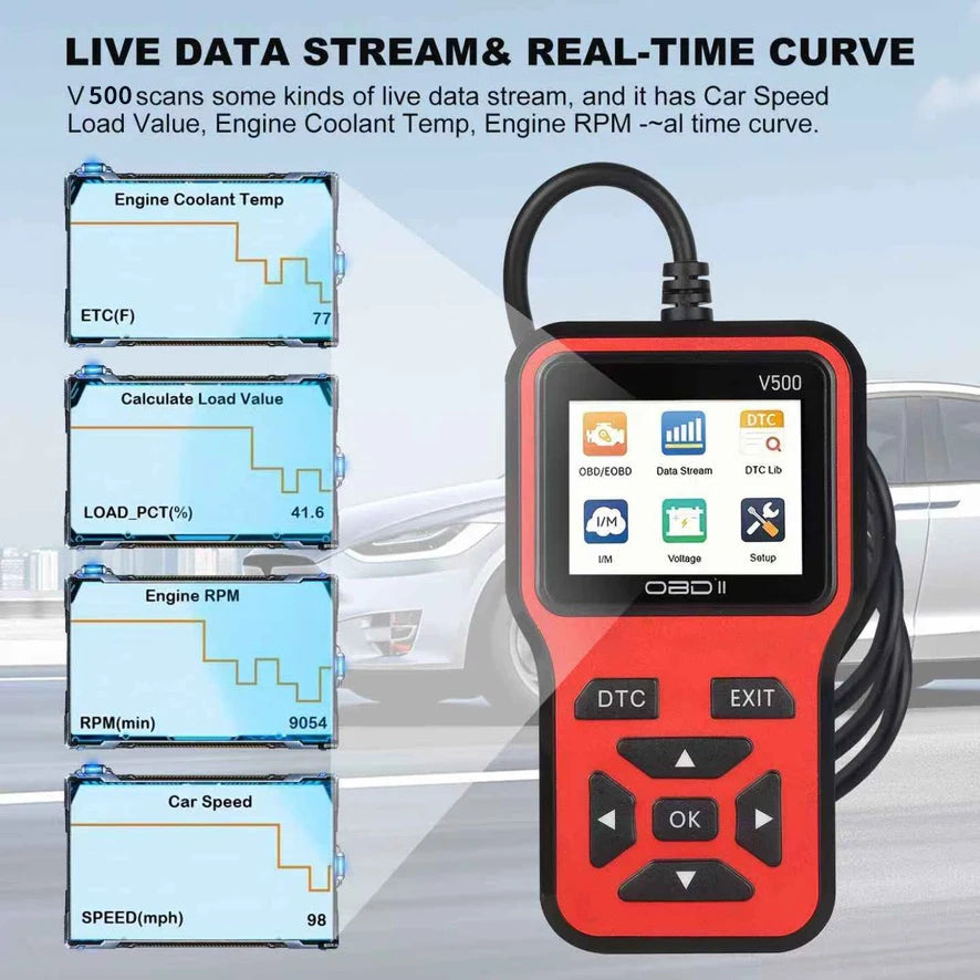 V500 OBD2 Scanner Auto Car Diagnostic Tool with Color Screen Code Reader And ECU Health Inspection Functionality