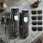 Professional Hair Clipper and Trimmer Set Rechargeable Electric Haircut Machine with LCD Display Barber Shears Grooming Kit for Men,Holiday Gift For Men
