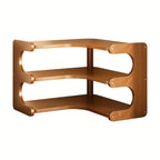 1pc Multi-Tier Bamboo Corner Desk Shelf - Natural Wood Rectangular Corner Organizer for Plants, Books & Stationery - Space-Savin