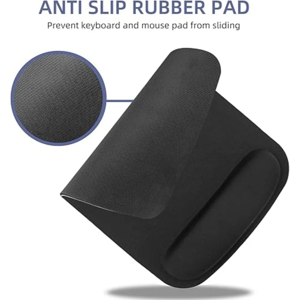 Black Ergonomic Mouse Pad with Wrist Rest - Comfort Memory Foam Support, Non-Slip Base for Office, Gaming & Computer Use