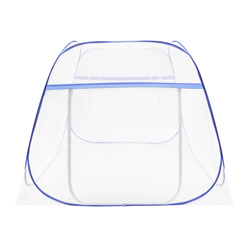 1.8M Blue Bed Cover Total Enclosed Anti-Mosquito Bed Canopy with Storage Bag Triple Door Double Zip Design Easy Installation