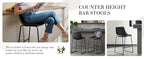 JHK Pu Leather Bar Stools Set of 2 Counter Height High Kitchen Dining Chairs Comfortable Sponge Cushion Island Modern Stool