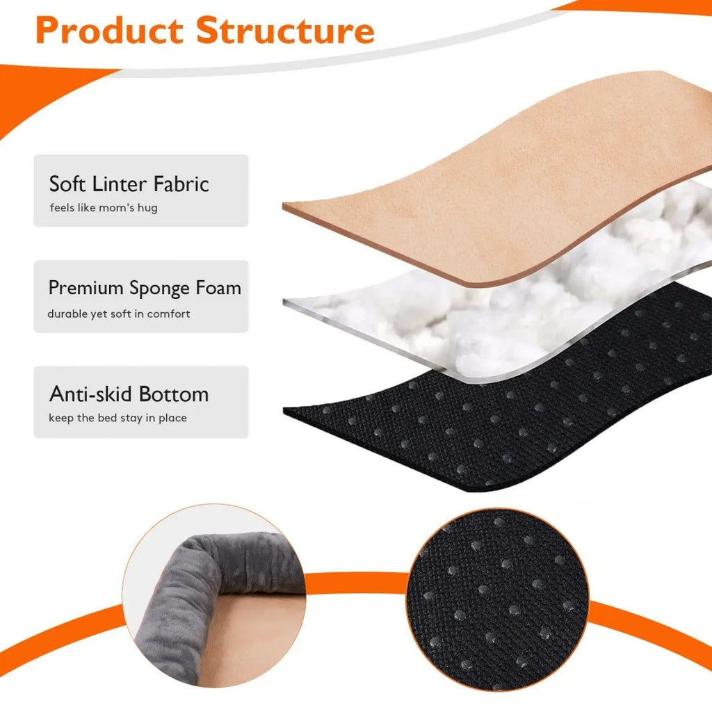 Jumbo Large Orthopedic Dog Bed Memory Foam Pet Sofa Couch Waterproof Elevated Cushion Warm Puppy Bolster Couch Removable Cover