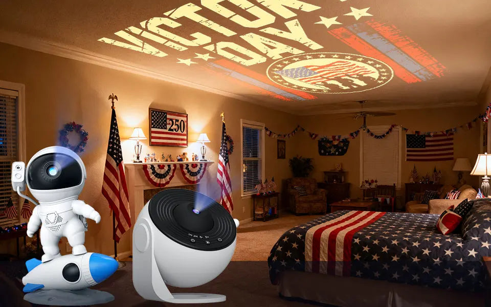 19-in-1 Galaxy Projector Starry Sky Night Light, 360° Rotate Planetarium Lamp with Independence Day Film Discs, LED Star Projector for Bedroom Home Decor, July 4th Patriotic Party Light, Kids Adults Gift, Timed & Adjustable