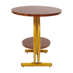 Clearance Sale 2-Tier Round End Table 55x55x60cm Gold Walnut with Storage Shelf Metal Frame Side Table with Hardware for Living Room Bedroom Office Home Decor