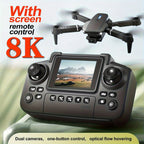 The 2026 upgraded E88 PRO MAX drone features dual 8K cameras, an on-screen remote control, two batteries, one-button return, foldability, USB charging, Wi-Fi, and flight gaming capabilities. Suitable for beginners, it makes a