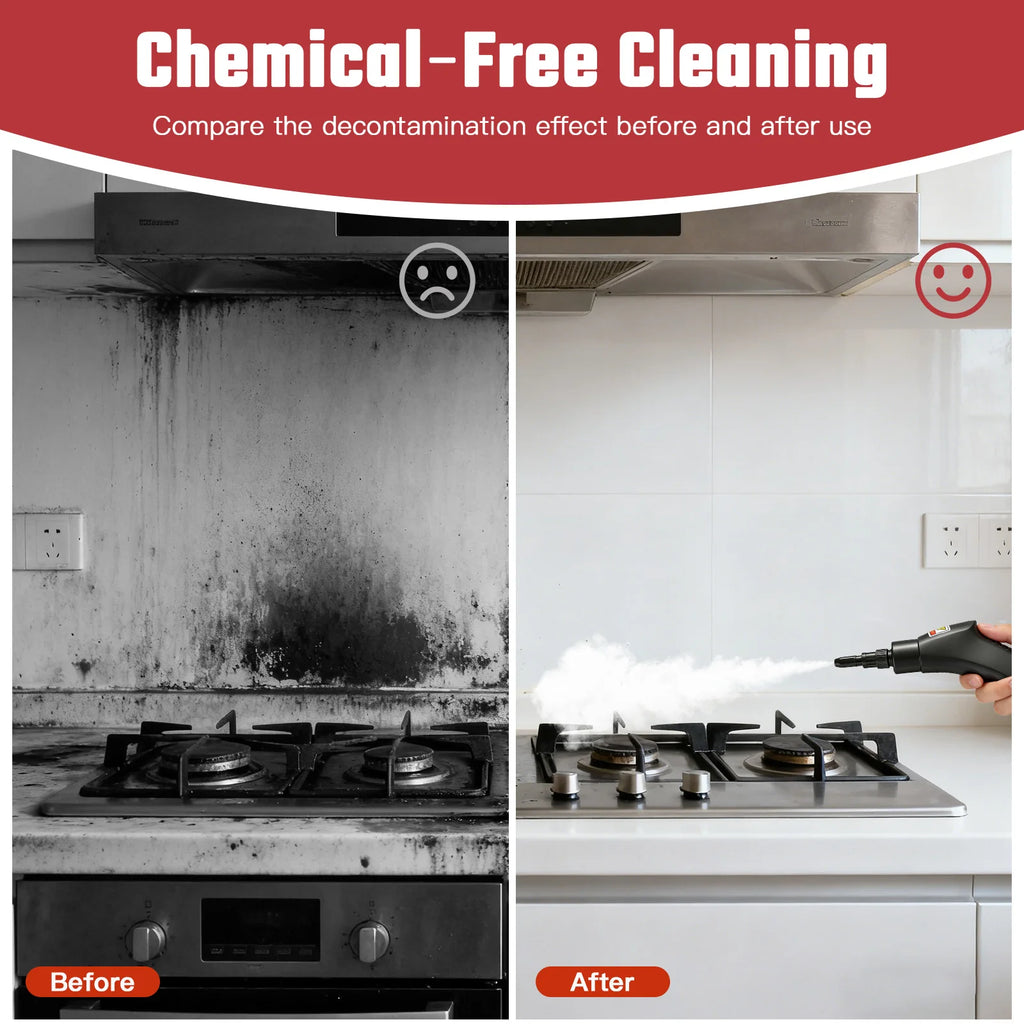 Portable Steam Cleaner 2500W 1200ML Handheld Air Conditioner Kitchen Hood High-Temperature 105°C Adjustable 6 Levels 20 Accessories Car Cleaning Machine Home Appliances