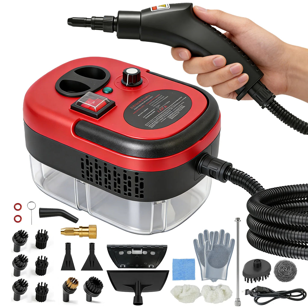Portable Steam Cleaner 2500W 1200ML Handheld Air Conditioner Kitchen Hood High-Temperature 105°C Adjustable 6 Levels 20 Accessories Car Cleaning Machine Home Appliances