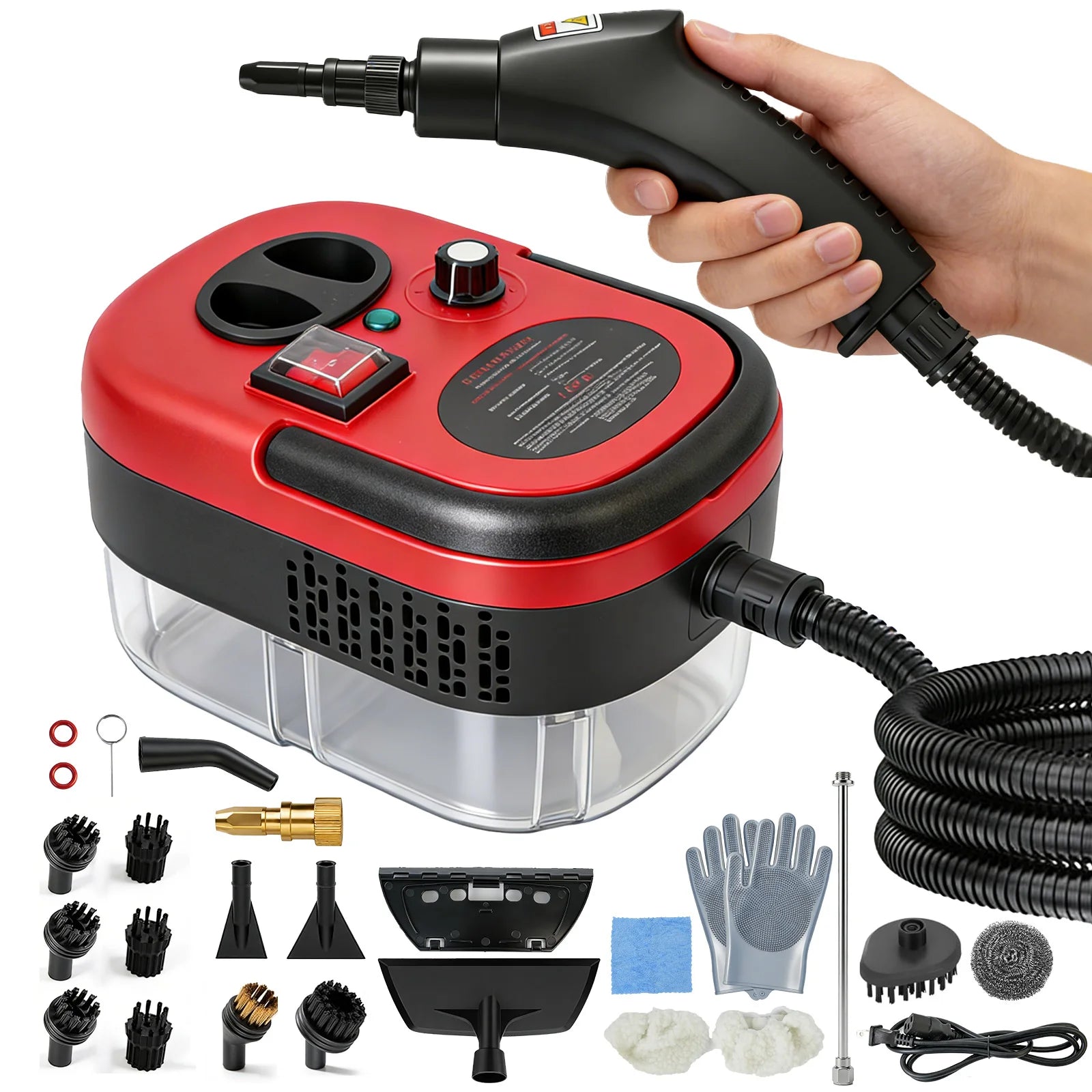 Portable Steam Cleaner 2500W 1200ML Handheld Air Conditioner Kitchen Hood High-Temperature 105°C Adjustable 6 Levels 20 Accessories Car Cleaning Machine Home Appliances