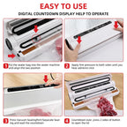 120W High Power Vacuum Sealer 95KPA Strong Suction Digital Countdown Dry & Wet Food Sealer Machine with 20pcs Bags for Home Refrigerator Sous Vide Cooking