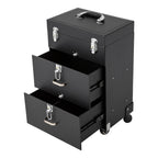 Rolling Makeup Train Case with Wheels, Professional Cosmetic Trolley Lockable Storage, 3-Layer Large Capacity Travel Organizer