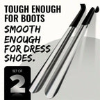 Long Handle Shoe Horn Set of 2, 13 & 16 Inch, High Quality Metal with Ergonomic Handle, Makes Putting on Shoes Effortless