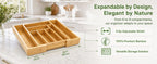 Bamboo Expandable Drawer Organizer for Utensils Holder, Adjustable Silverware Organizer Cutlery Tray, Drawer Dividers for Utensils, Flatware, Knives in Kitchen, Bedroom, Living Room
