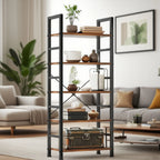Book Shelf, 5 Tier/6 Tier/ Bookcase, Modern Tall Bookshelf Corner Storage Organizer for Garage Kit, CDs, Movies Suitable Home Of