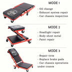 3-In-1 Auto Repair Bench with Roller Moving Tool Tray Foldable Adjustable Rolling Garage Seat 300 Lbs Capacity Lying Sitting Leaning with 6 Wheel Rollers