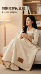 Fall Winter Simple Solid Artificial Lambswool Blanket Thickened Warm Multi-functional Blankets Soft Skin-friendly Cozy Blanket