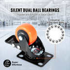 SucceBuy 2/3/4/5/6-inch Swivel Plate Casters Set of 4 with Security Dual Locking PVC Caster Wheels for Cart Furniture Workbench