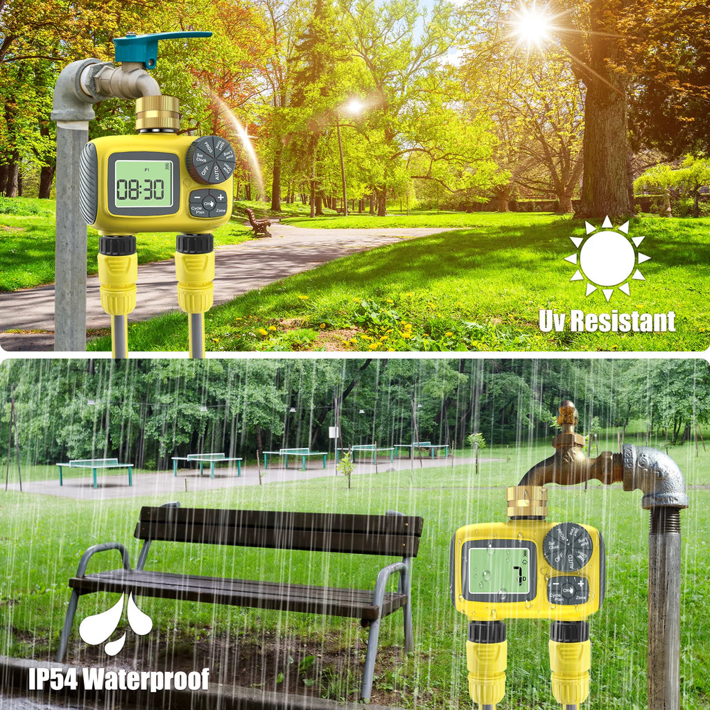 Insoma Dual Outlets Water Timer Home Garden Automatic Watering Irrigation System with Brass Inlet for Outdoor