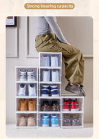 Foldable Clear Shoe Storage Organizer, Stackable Dustproof Thickened Sneaker, Shoe Box Rack Cabinet for Closet Dorm Apartment