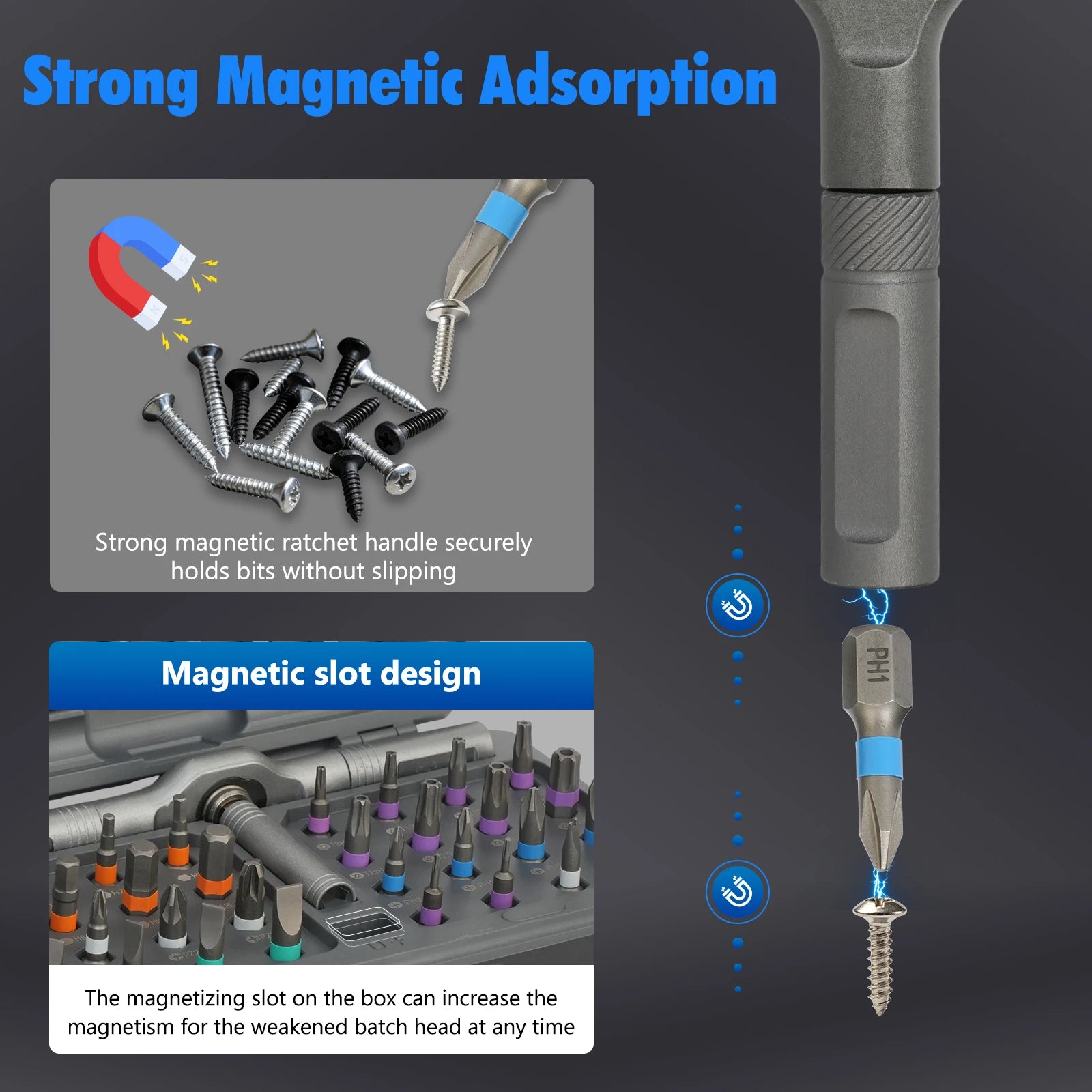 42-in-1 Magnetic Screwdriver Set T-handle Multifunctional Ratchet Screwdriver Bit Kit for Household DIY Bicycle Repair
