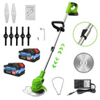 2-in-1 Cordless Electric  Lawn Mower Brushless Edger Eater Grass String Trimmer Cutter 650W 18000 RPM With 24V Two Battery Adjustable For Garden Tool