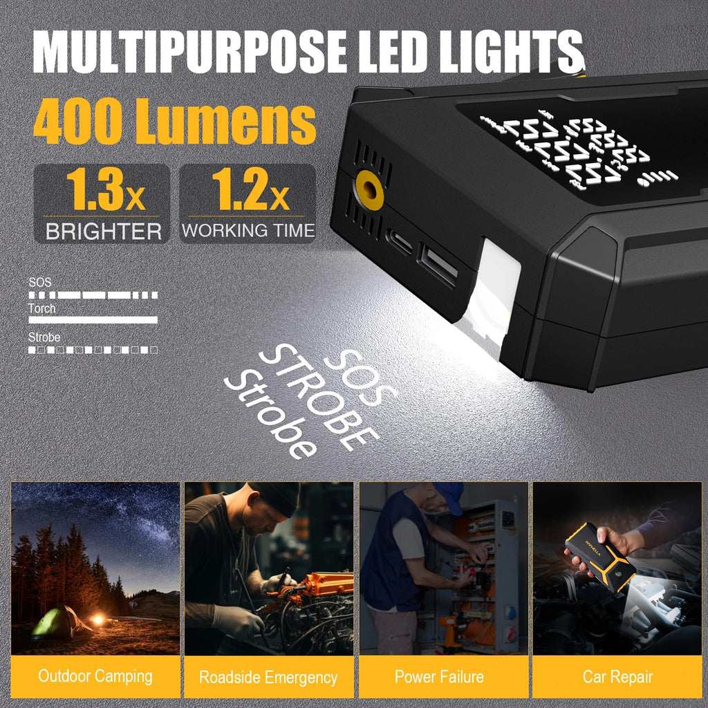Car Jump Starter with Air Pump 4000A Jump Starter &150PSI Air Compressor, Portable Auto Power Banlk ,Tire Inflator, LED Light