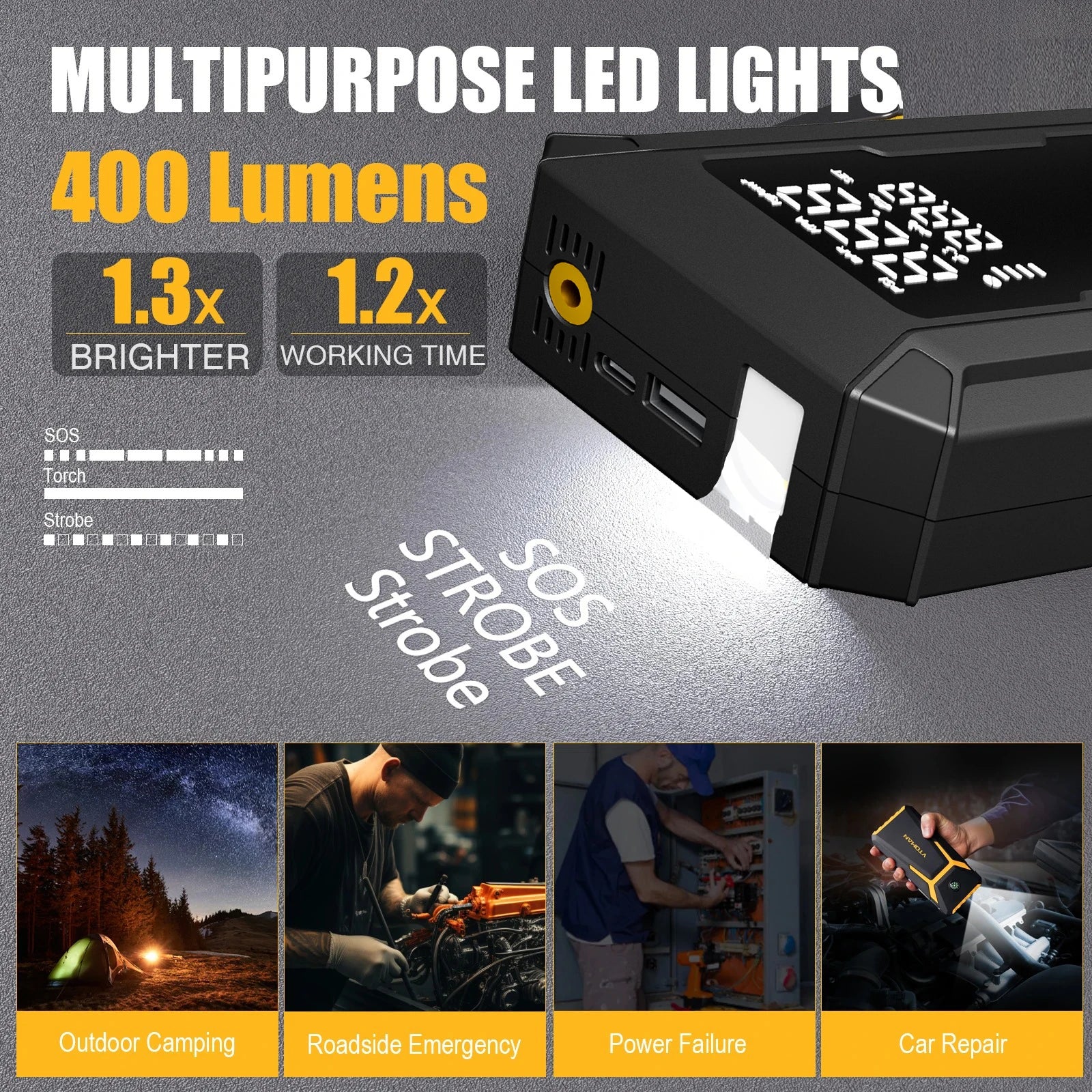 Car Jump Starter with Air Pump 4000A Jump Starter &150PSI Air Compressor, Portable Auto Power Banlk ,Tire Inflator, LED Light