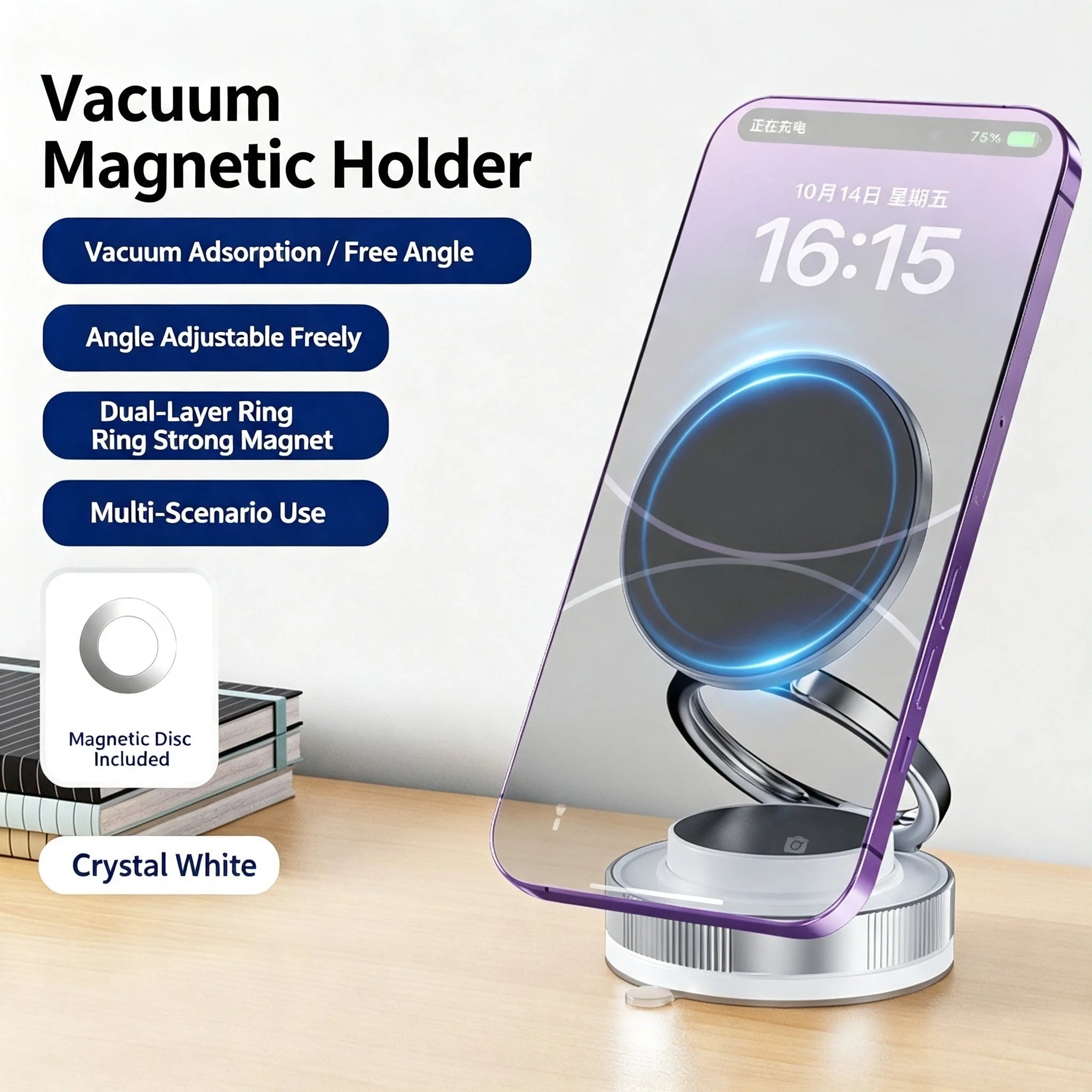 Magnetic Suction Cup Phone Mount for Magsafe 360° Adjustable Magnetic Car Phone Holder Pocket Size Foldable Car Mount