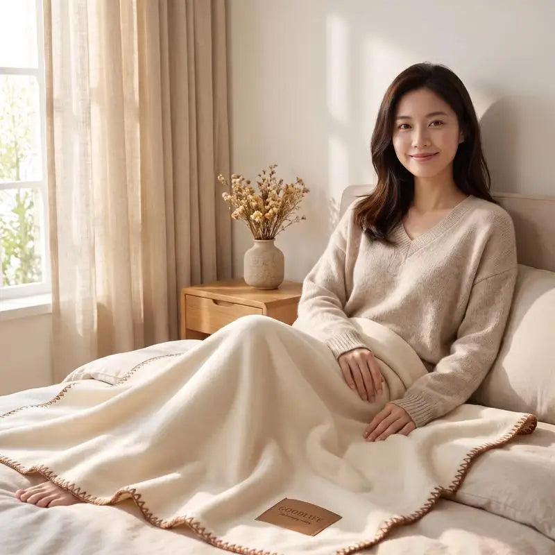Fall Winter Simple Solid Artificial Lambswool Blanket Thickened Warm Multi-functional Blankets Soft Skin-friendly Cozy Blanket