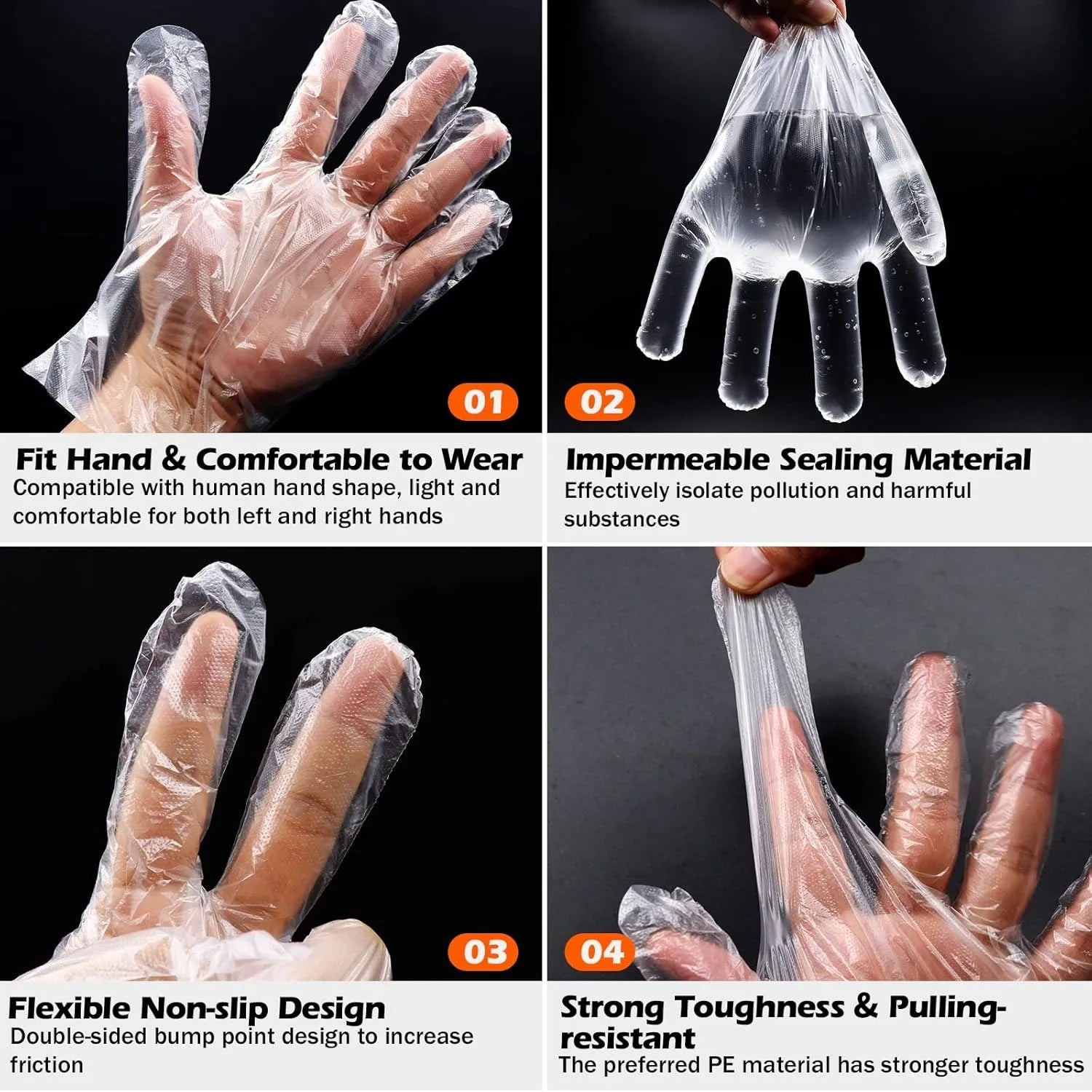500 Pack Disposable Plastic Gloves Clear