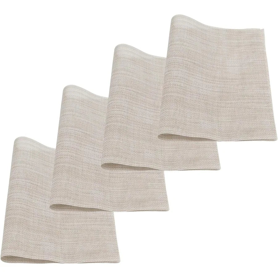 4 Pcs Bge Placemats Wipeable Washable Woven Placemats Double-sided Vinyl Kitchen Table Place Mats