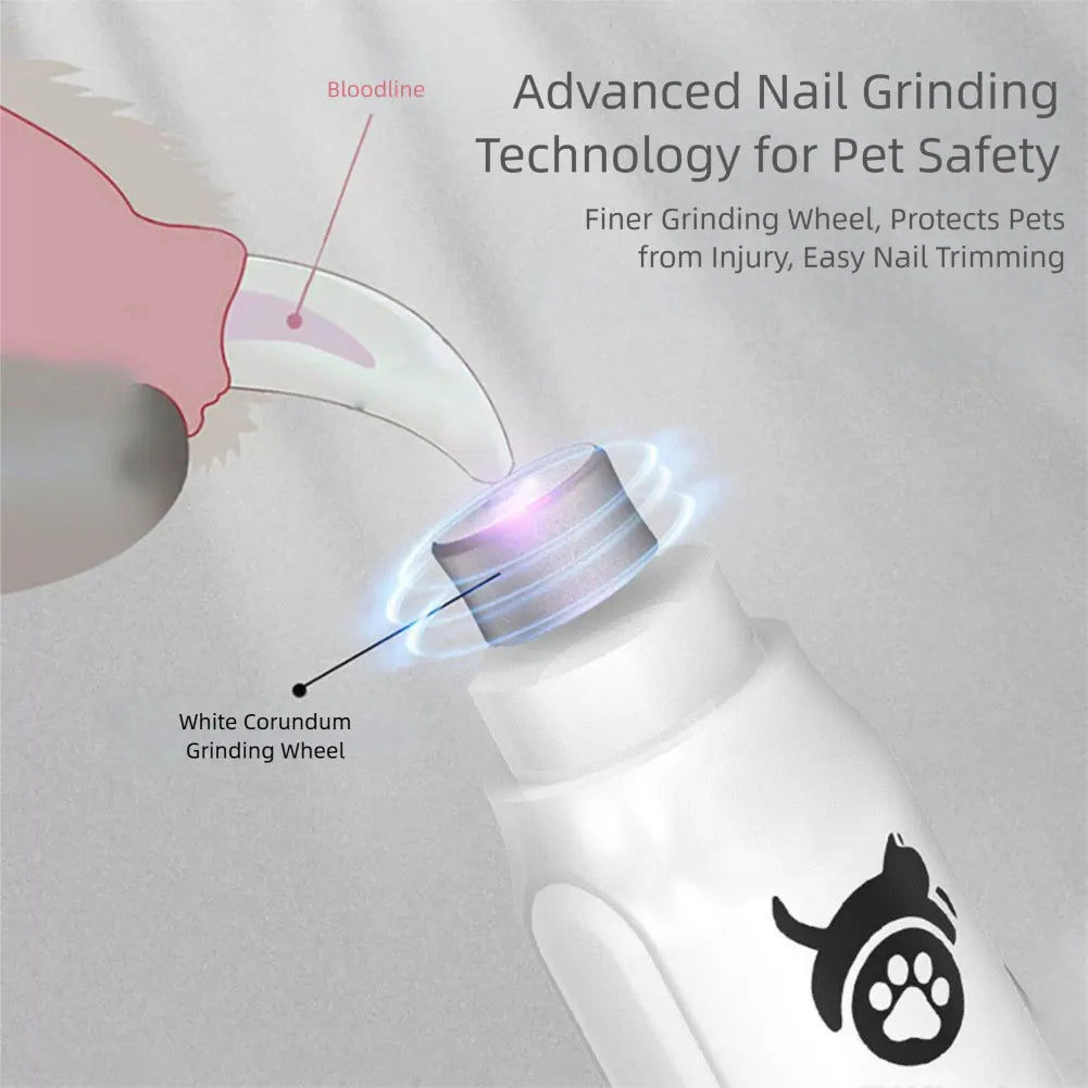 Pet Nail Grinder, 3 Speed Rechargeable Cat Nail Trimmer, Electric Nail Clippers, Portable Painless Dog Nail Cutter for Dogs and