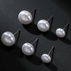 New 12 pairs/set White Imitation Pearl Stud Earrings For Women Girls Ear Jewelry Round Ball 8mm 10mm 12mm
