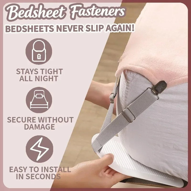 Bed Sheet Clips Adjustable Bed Sheet Holder Straps Set of 4 Elastic Fitted Bedding Clips Fasteners for Home Hotel
