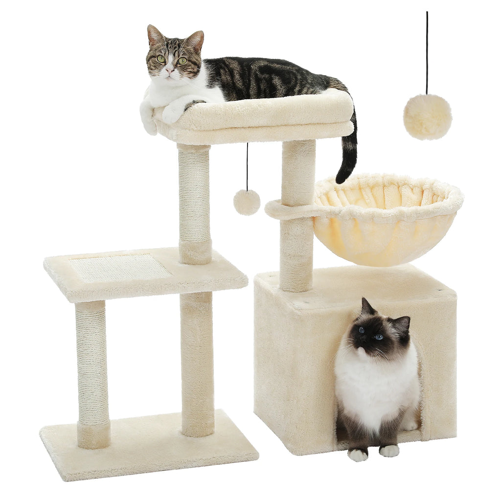 Cat Tree Cat Tower for Indoor Cats 2 Styles Cat Activity Tree with Cat Scratching Posts Big Hammock and Removable Top Perch Grey