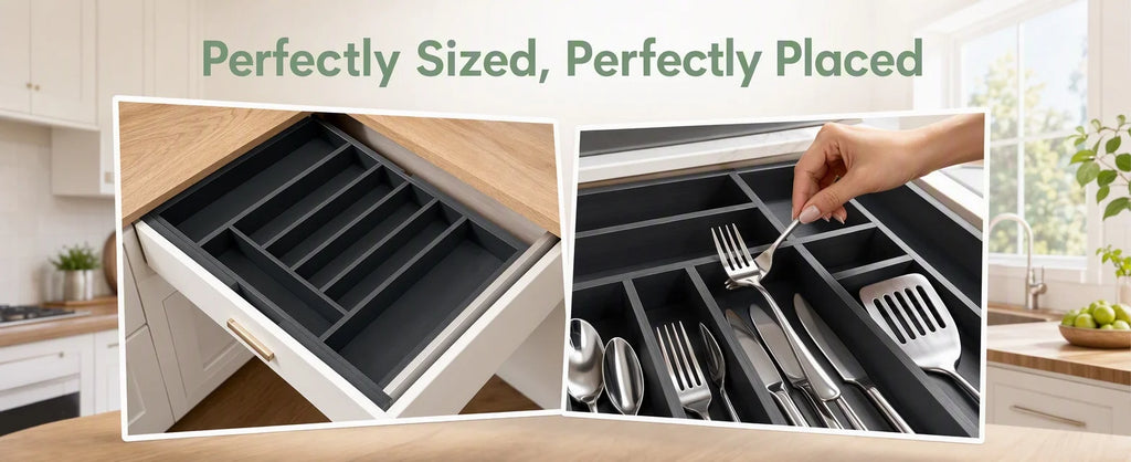 Bamboo Expandable Drawer Organizer for Utensils Holder, Adjustable Silverware Organizer Cutlery Tray, Drawer Dividers for Utensils, Flatware, Knives in Kitchen, Bedroom, Living Room